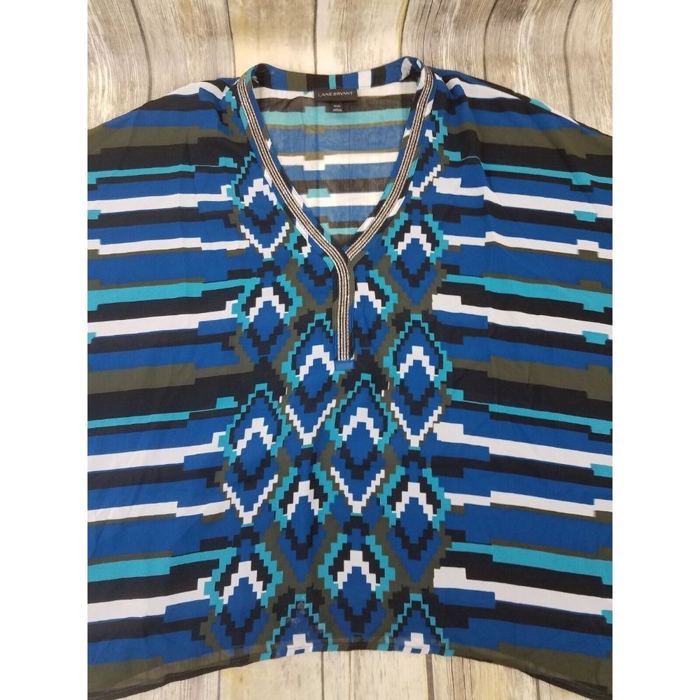 Lane Bryant Womens Blouse Top Plus Size 18/20 Sheer Short Sleeves V-neck Casual - Picture 3 of 12